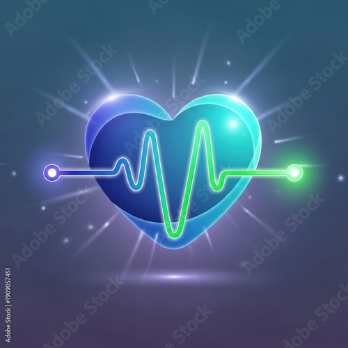 Heartbeat Icon with Vibrant Colors and Glowing Effect Design