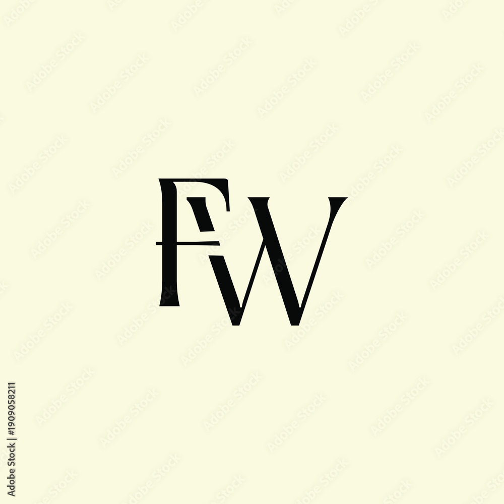 Obraz premium Elegant Intertwined F and W logo design. FW monogram. Modern, sophisticated branding symbol suitable for luxury fashion, design studios, and editorial logos.