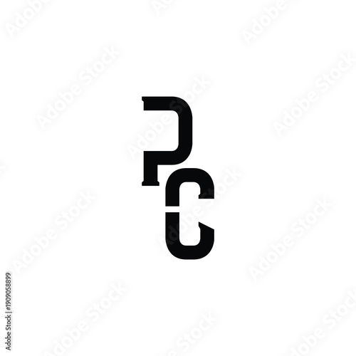 PC Abstract Initial Logo. Clean, high-contrast typography suitable for branding, identity, and corporate design. Ideal for logos, signage, and minimalist graphic projects.