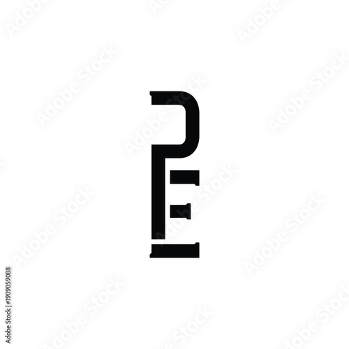 PE Abstract Initial Logo. Clean, high-contrast typography suitable for branding, identity, and corporate design. Ideal for logos, signage, and minimalist graphic projects.