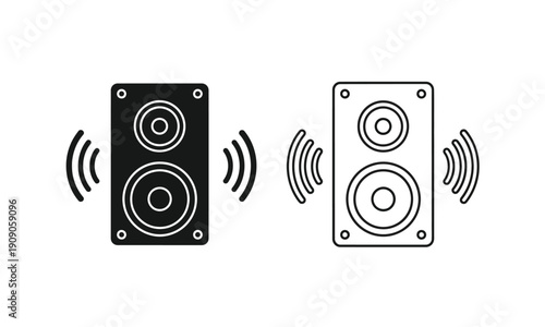 Speaker Sound Icon Set – Audio Stereo Volume Music System Illustration