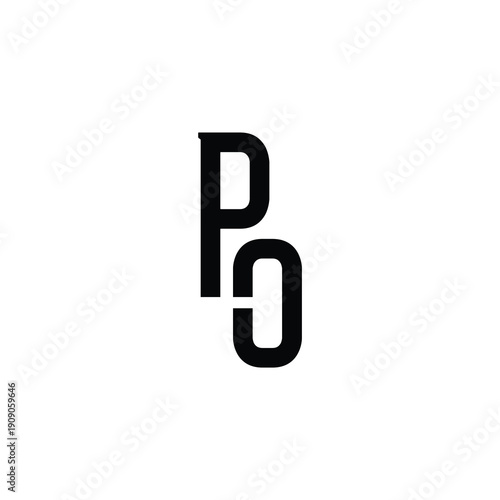 PO Abstract Initial Logo. Clean, high-contrast typography suitable for branding, identity, and corporate design. Ideal for logos, signage, and minimalist graphic projects.