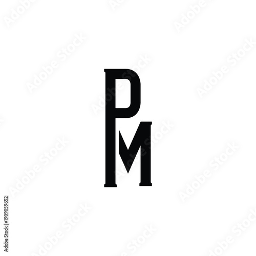 PM Abstract Initial Logo. Clean, high-contrast typography suitable for branding, identity, and corporate design. Ideal for logos, signage, and minimalist graphic projects.