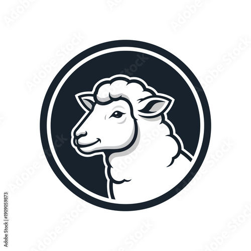Stylized Sheep Head Icon - Modern Farm Animal Logo Design