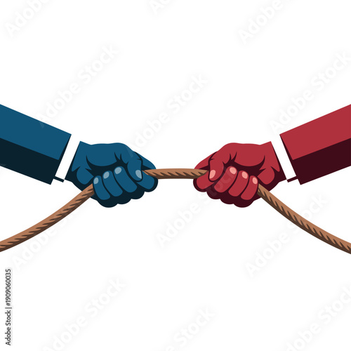 Two hands pulling a rope in opposite directions in a tug of war