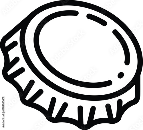 A black and white illustration of a coin with a unique design