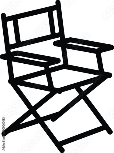 A black director's chair on a white background for film or theater production