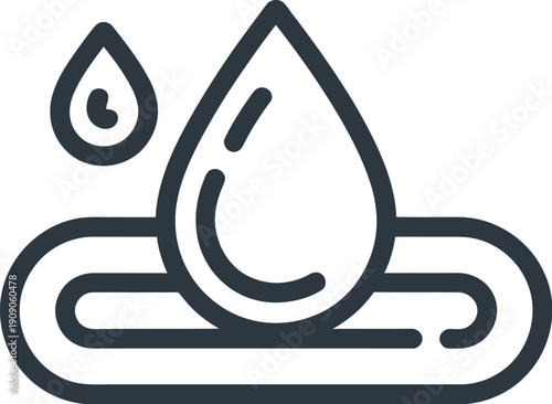 A simple icon of a water droplet on a wavy line