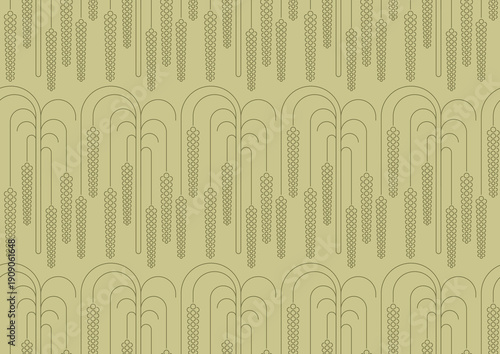 Cereal millet grains geometric pattern background. Millet stalks with rounded grain shapes for agriculture, organic product packaging, textile print or healthy food branding. Vector seamless pattern