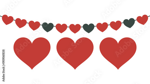 A festive heart garland decoration for Valentine's Day or love themed events