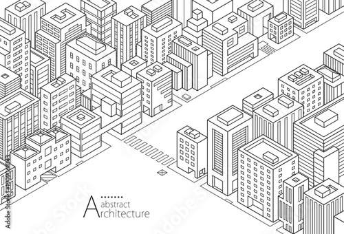3D outline drawings of abstract, imaginative modern urban architecture.
