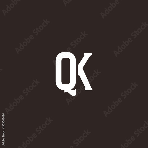 QK Abstract Initial Logo. Clean, high-contrast typography suitable for branding, identity, and corporate design. Ideal for logos, signage, and minimalist graphic projects.