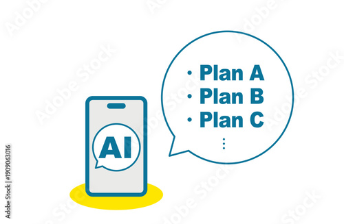 スマホでAIにプランの提案をさせる　ベクターアイコン　カラー