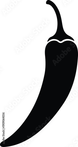 silhouette black hot chili pepper icon for spicy food menu vector design