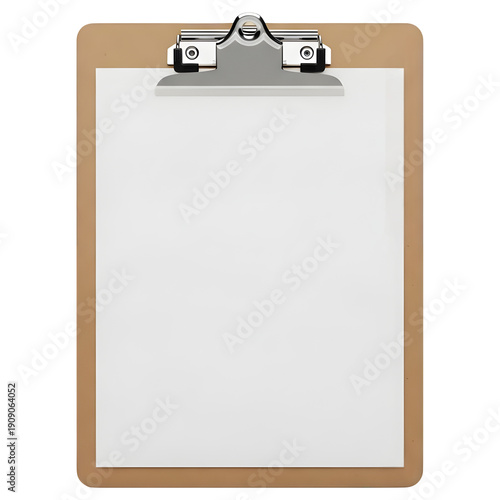 Standard Brown A4 Clipboard with Blank White Paper Front View
