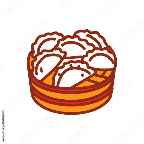 Chinese traditional New Year dumplings in doodle style