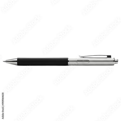 Professional Silver and Black Metal Ballpoint Pen Side View