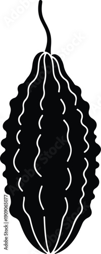 silhouette fresh bitter melon fruit icon for organic food vector design