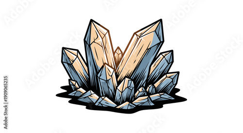 A captivating illustration showcases a cluster of shimmering crystals with multifaceted surfaces, creating an ethereal glow.