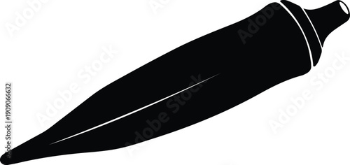 silhouette fresh whole okra pod healthy vegetable food ingredient simple vector design