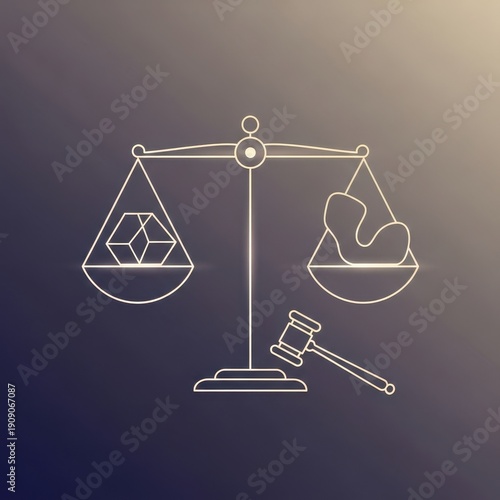 Scales of Justice with Gavel Representing Fairness and Law