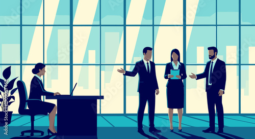 Diverse Group of Professionals in a Modern Office Setting A Vector Illustration