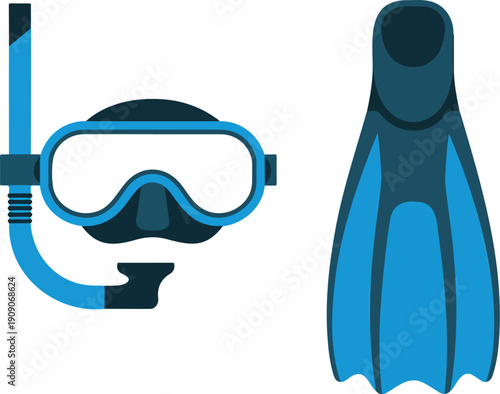 Snorkeling Gear Outline Icon Set  Mask, Snorkel, and Fins Collection