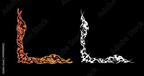 Neo Cyber Tribal Corner Frame, Gothic Tribal Corner Graphic