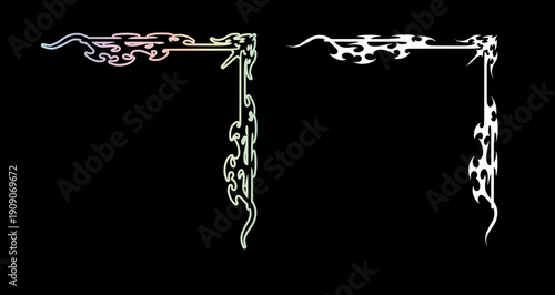 Neo Cyber Tribal Corner Frame, Gothic Tribal Corner Graphic