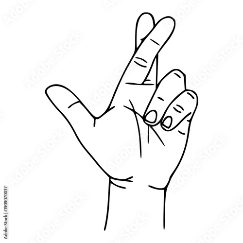 minimalist sketch of a hand gesture showing crossed fingers