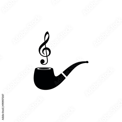 Smoking Pipe With Treble Clef Smoke Silhouette