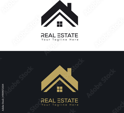 Real estate logo design with house icon
