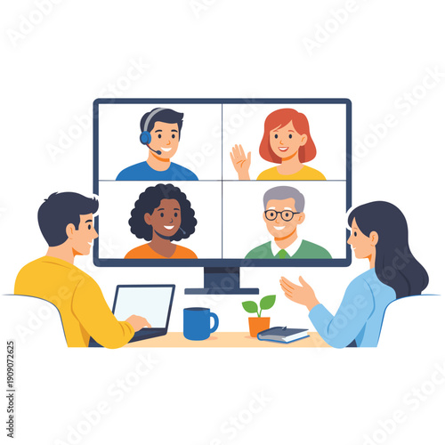 Group video call with diverse participants in a meeting