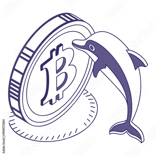 3D Isometric Vector Icon of Digital Crypto Currency