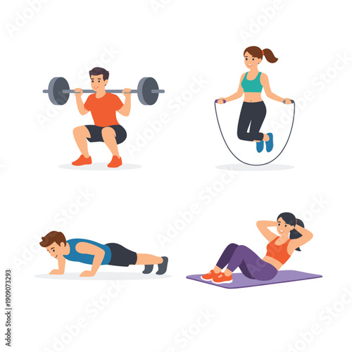 Workout Icons Collection with Various Fitness Activities