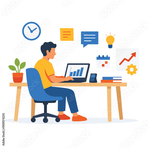 Businessman analyzing data in a productive workspace