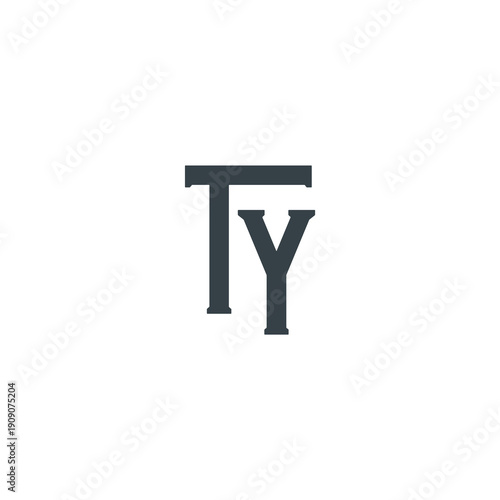 TY Abstract Initial Logo. Clean, high-contrast typography suitable for branding, identity, and corporate design. Ideal for logos, signage, and minimalist graphic projects.