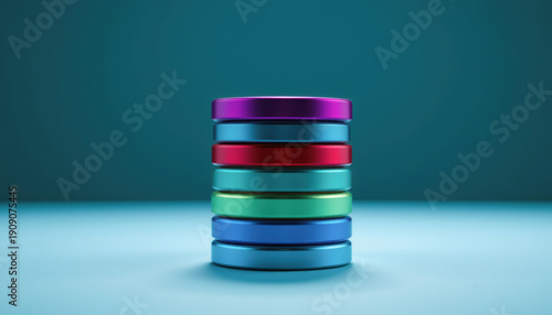 Colorful Stacked Circles Teal Background