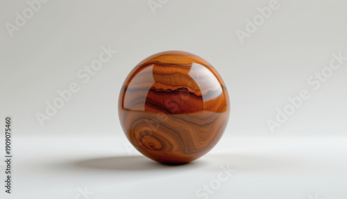 Polished Patterned Stone Sphere Light Gradient Background