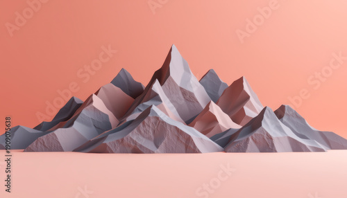 Minimalist Geometric Mountain Sketch Warm Pink Background