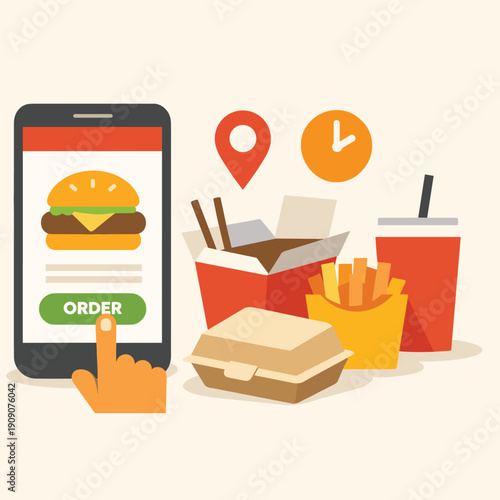 Food Delivery App Ordering Illustration