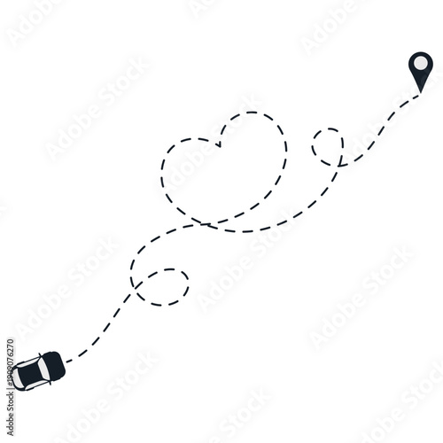 Mudik Travel Route Line Illustration