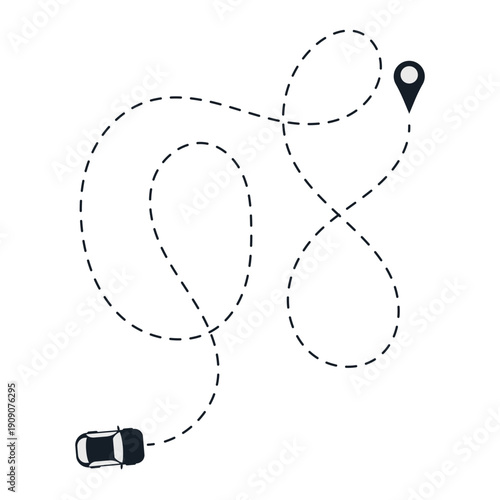 Mudik Travel Route Line Illustration