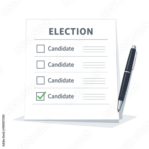 Election candidate checklist with a pen and ballot