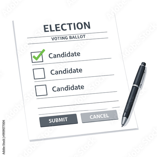 Voting ballot checklist with submission options