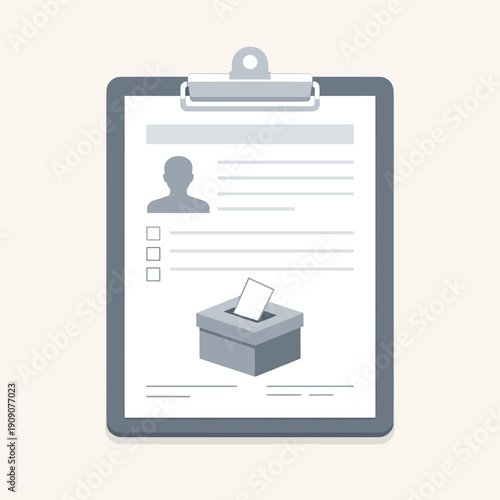 Voter registration form with ballot box illustration