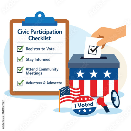 Civic participation checklist with voting elements