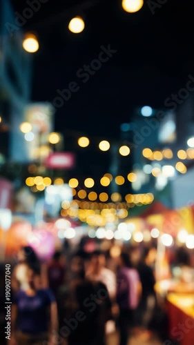 Wallpaper Mural Blurred night market with colorful lights and crowds Torontodigital.ca