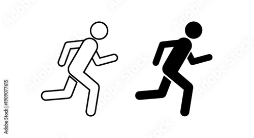 Running Man Icon Set – Jogger Sprint Outline Solid Symbols