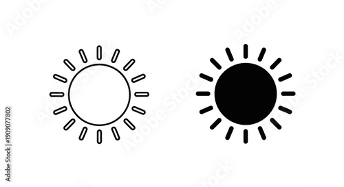 Sunrise Sunset Icon Set – Morning Evening Horizon Outline Symbols